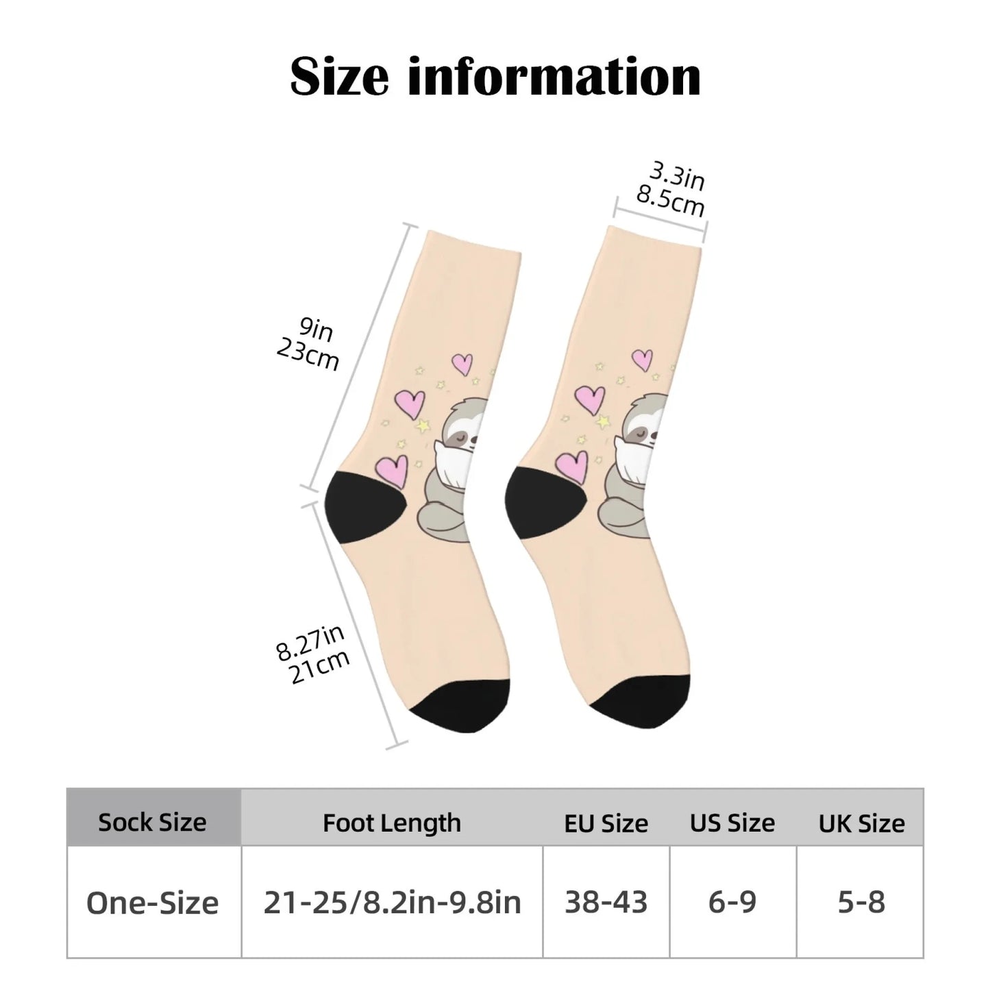Love Sloth Hugging Cat Crew Socks