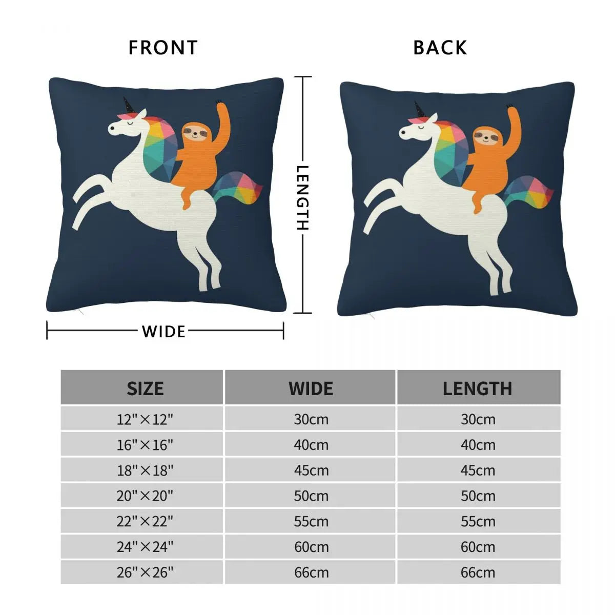 Unicorn & Sloth Cushion Cover