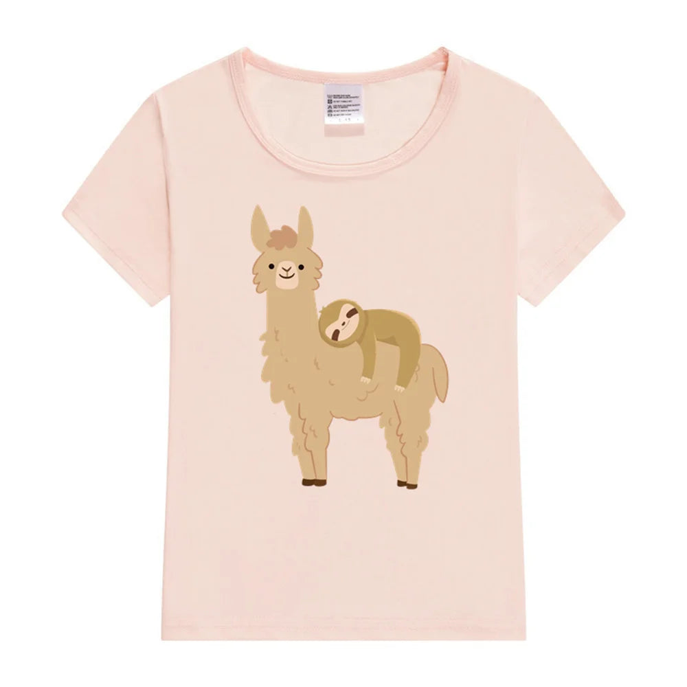 Sloth Relaxing on a Llama T-Shirt