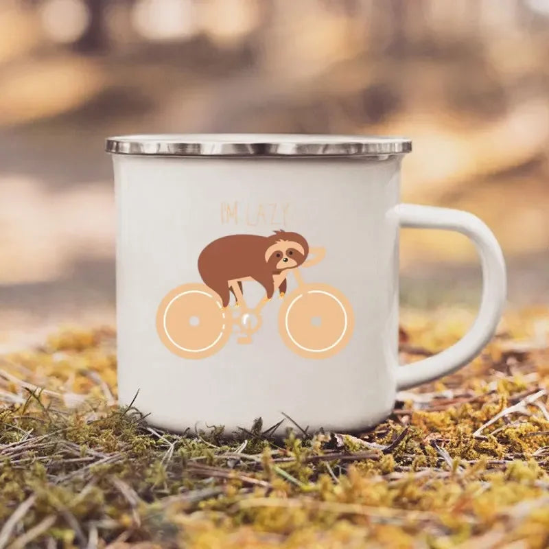 Cycling Sloth Enamel Mug