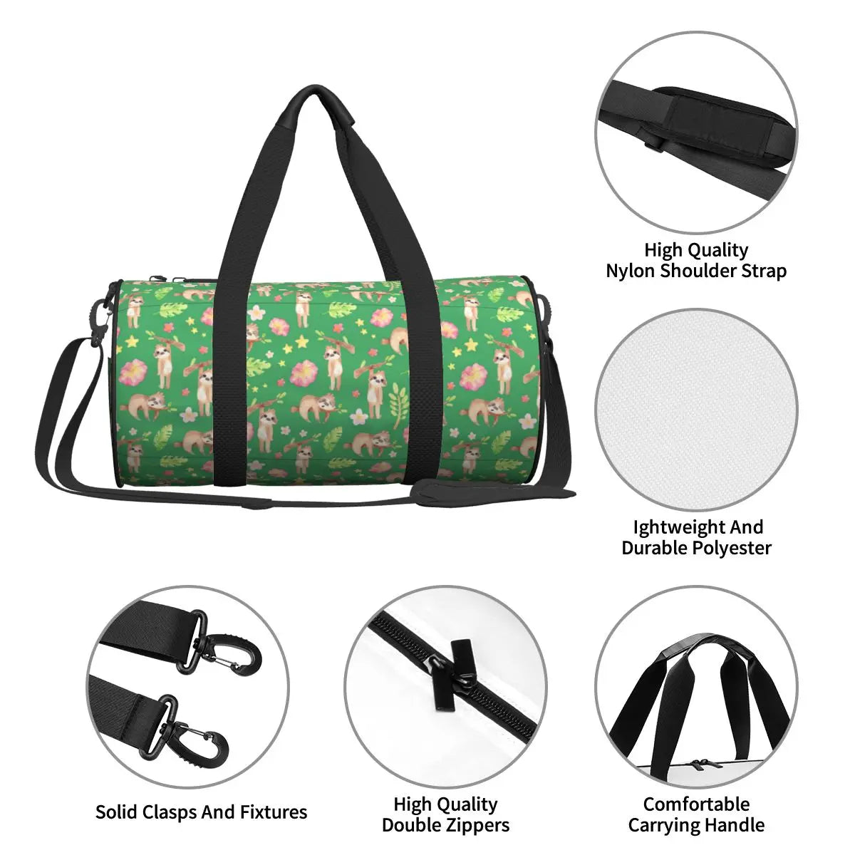 Sloth Green Sports Bag