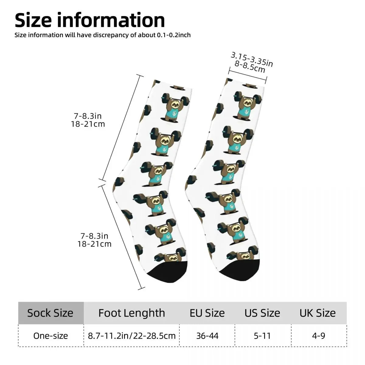 Cute Sloth Bodybuilding Weightlifting Socks