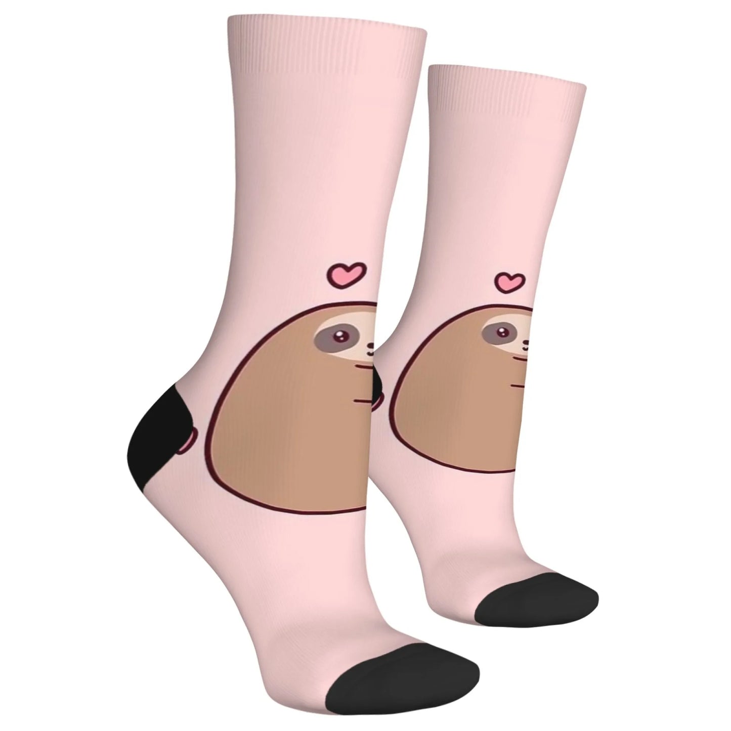 Love Sloth Hugging Cat Crew Socks