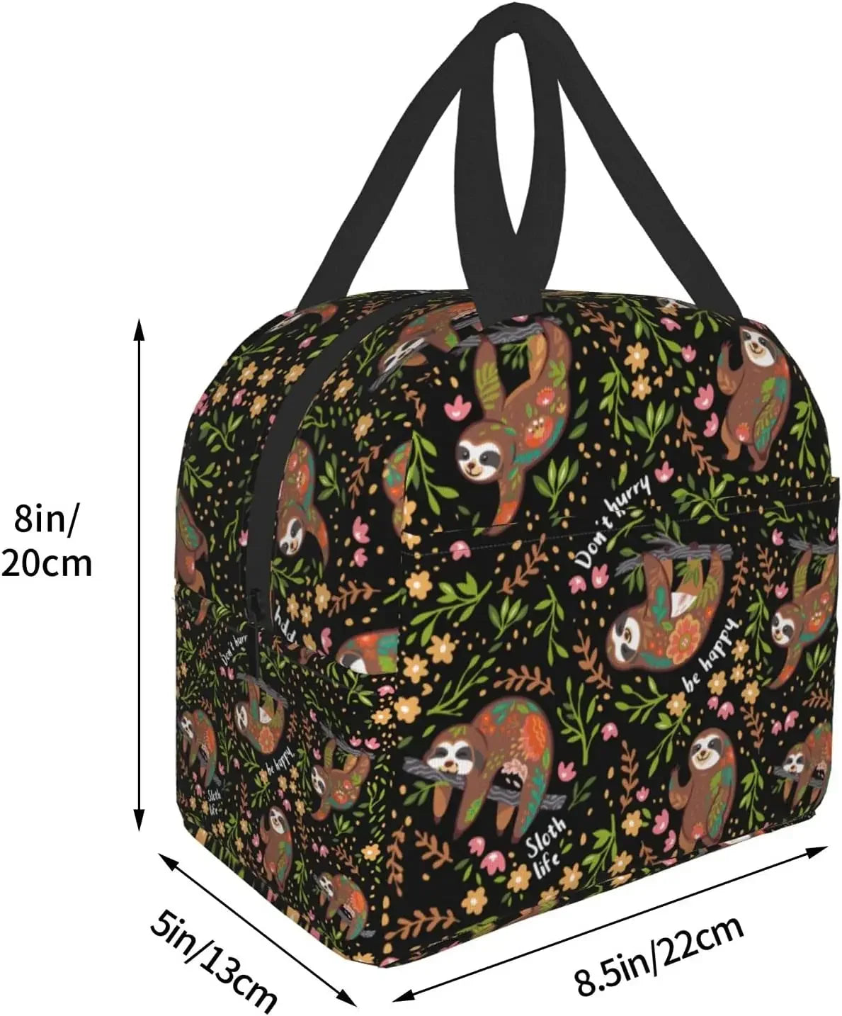Sloth Insulated Lunch Bag with Front Pocket