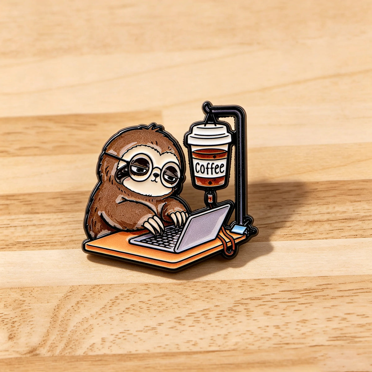 Working Sloth Enamel Pin Badge
