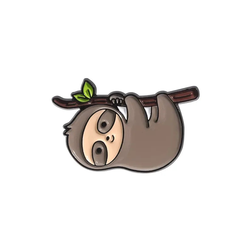 Sloth Animal Enamel Metal Brooch