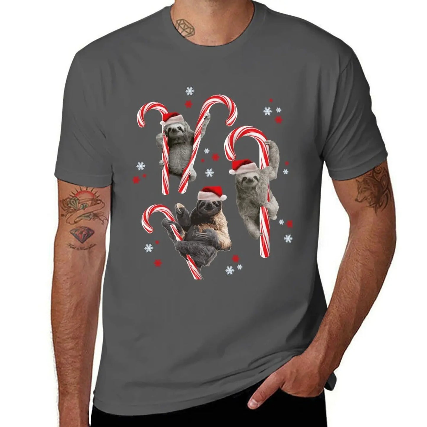 Candy Cane Christmas Sloths T-Shirt