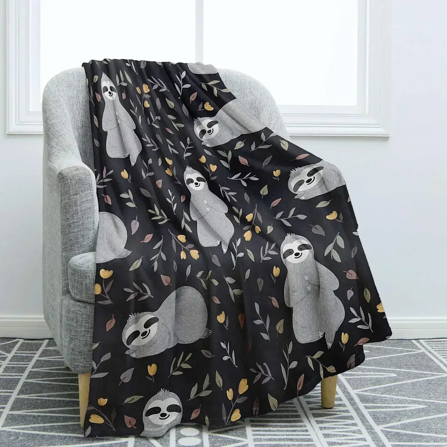 Sloth Theme Throw Blanket