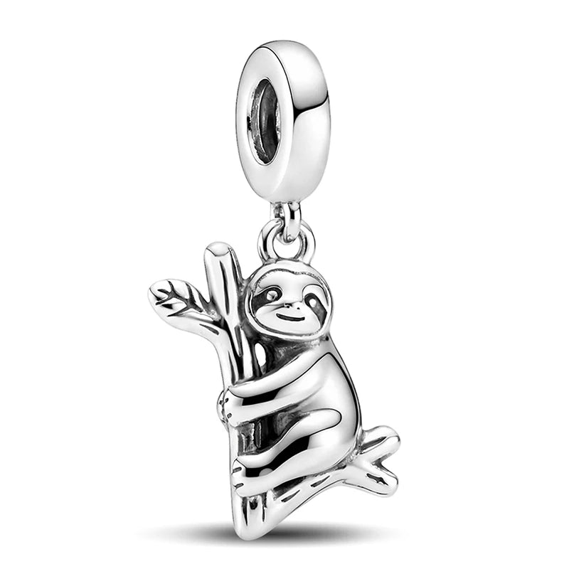 Sterling Silver Sloth On A Branch Hanging Charm