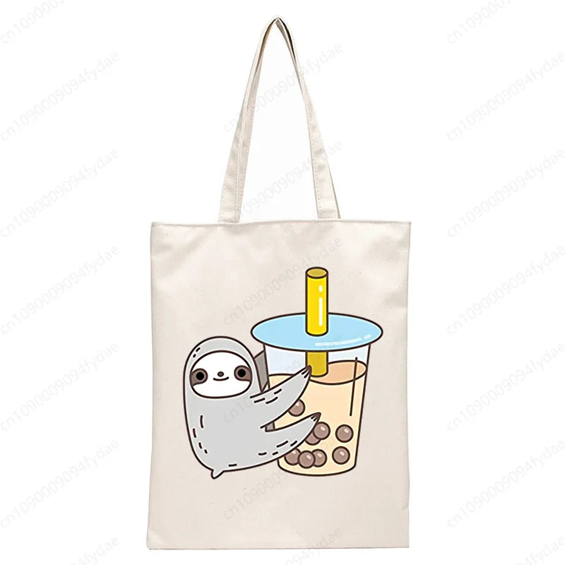 Bubble Tea Sloth Tote Bag