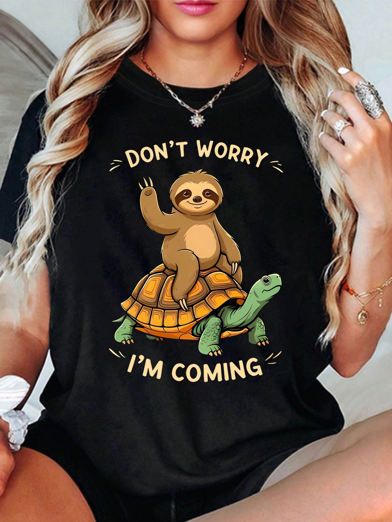 Don't Worry I'm Coming Sloth & Tortoise T-Shirt