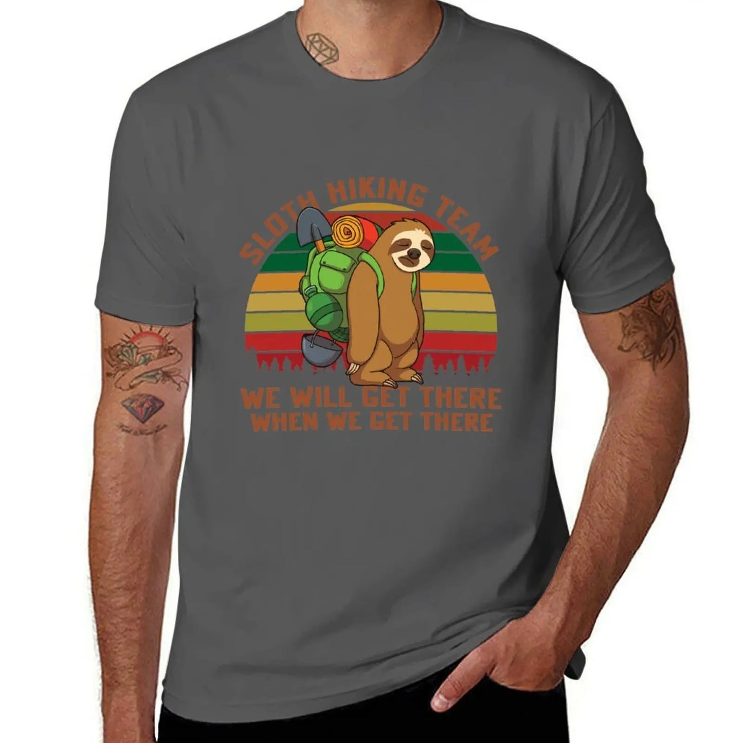 Sloth Hiking Team We'll Get There When We Get There T-Shirt
