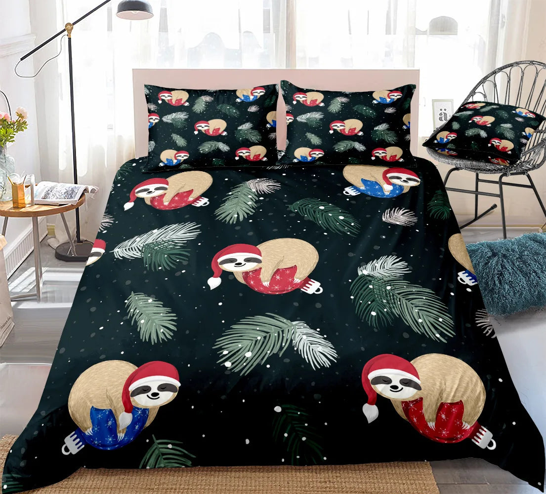 Christmas Sloth Bedding Set