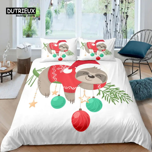 Christmas Sloth Bedding Set Duvet Cover Sets