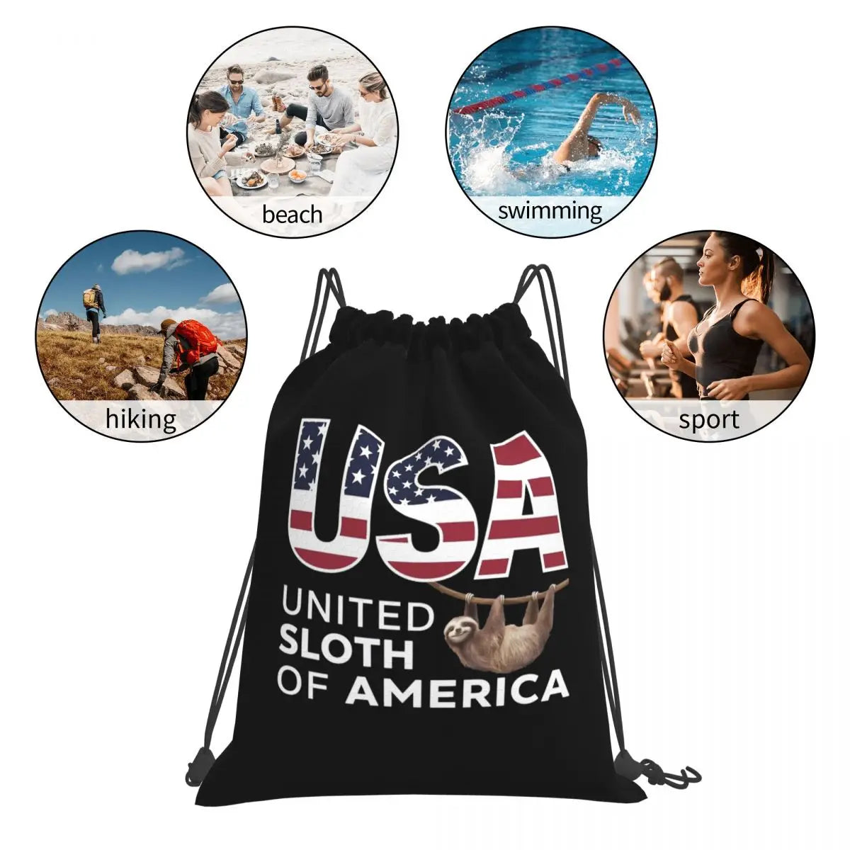 United Sloth Of America Drawstring Backpack