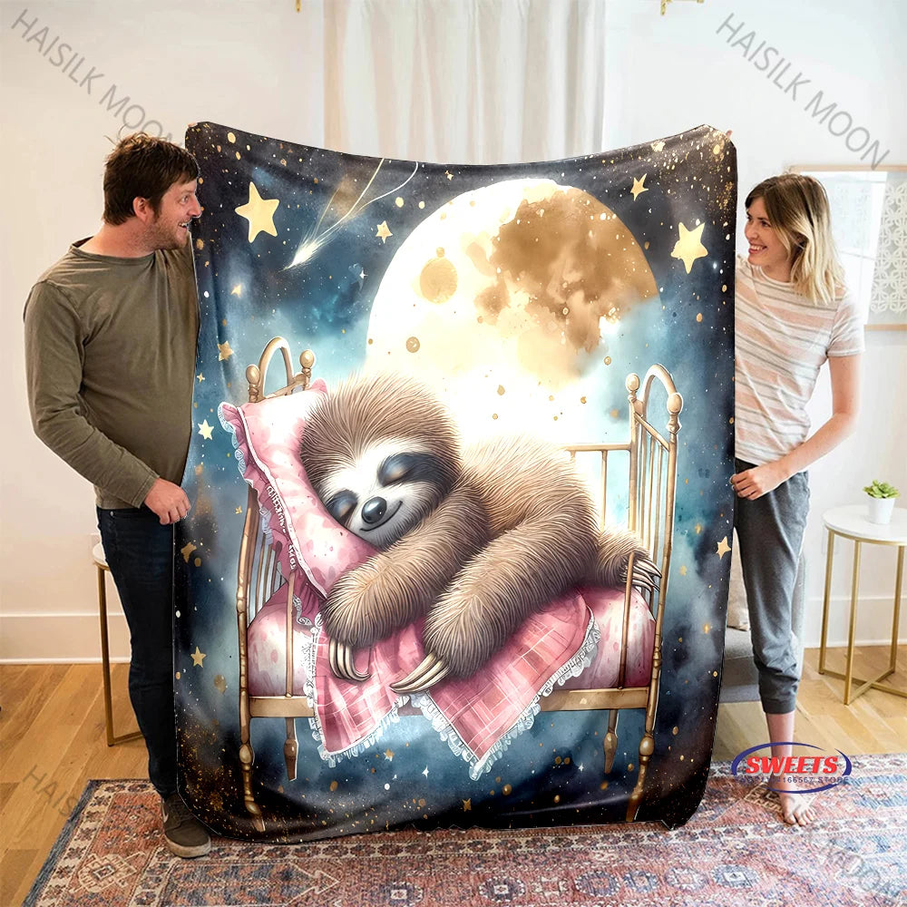 Sloth In Bed Under The Moon Blanket