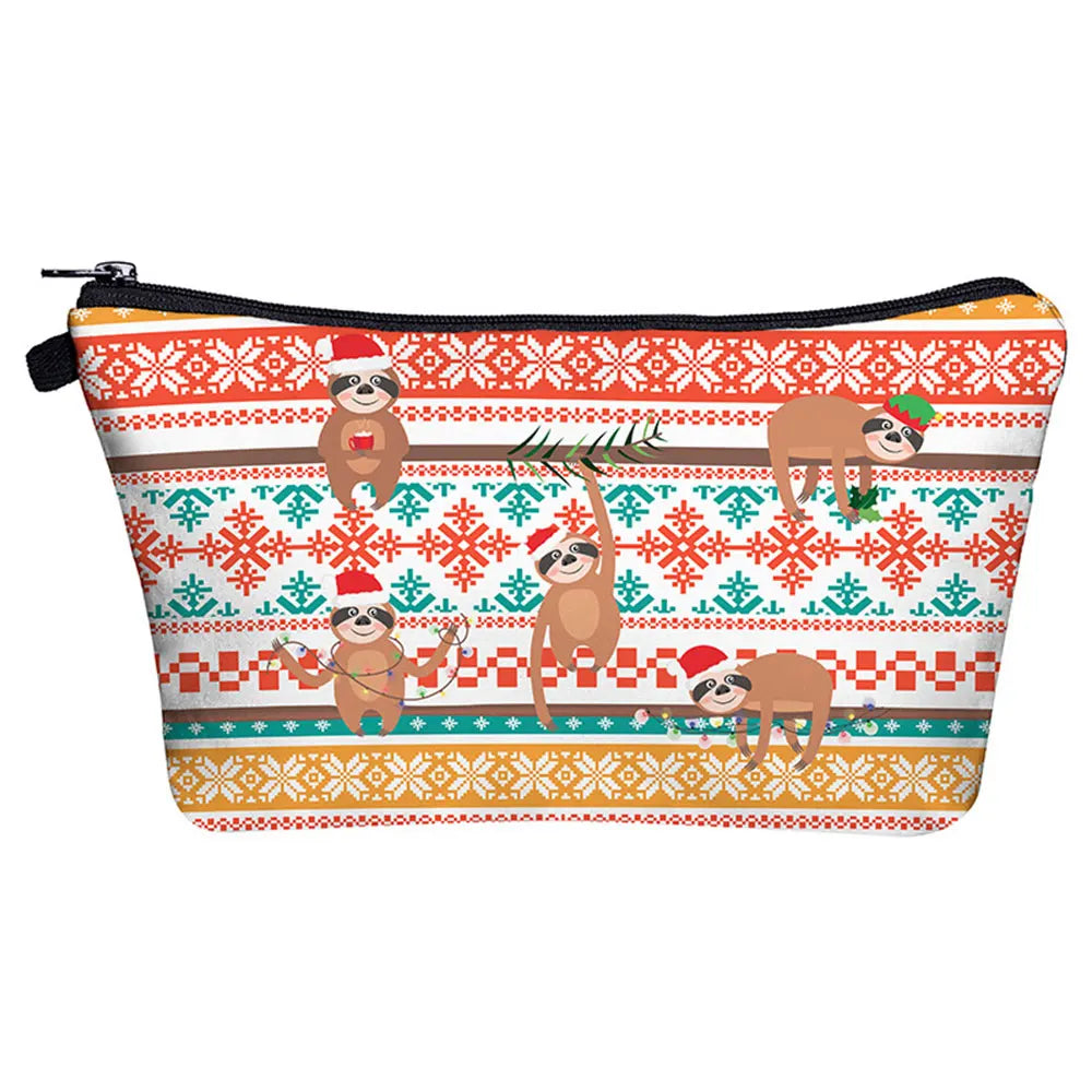 Christmas Sloth Cosmetic Bag
