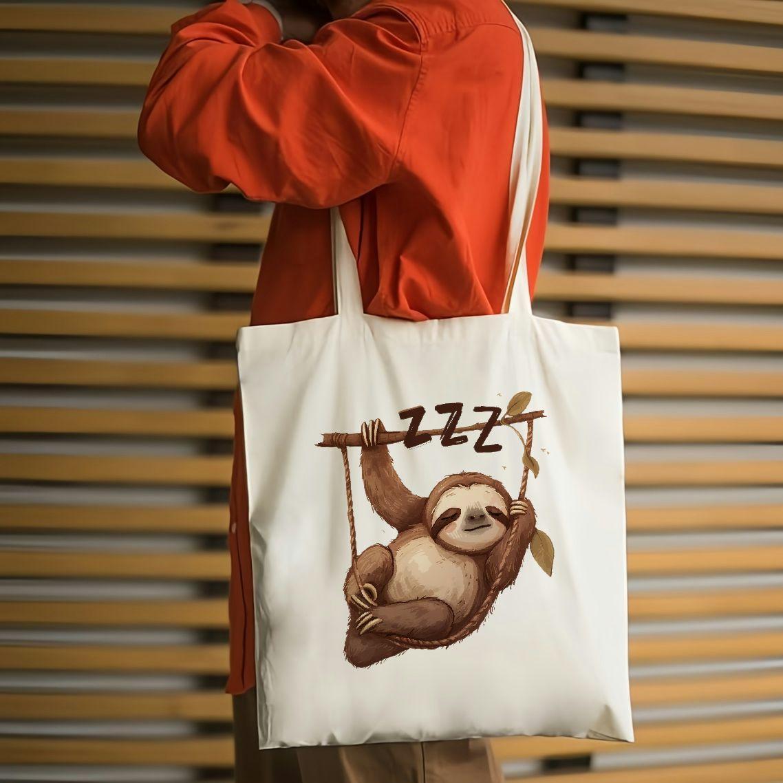 Sleepy Sloth Canvas Tote Bag