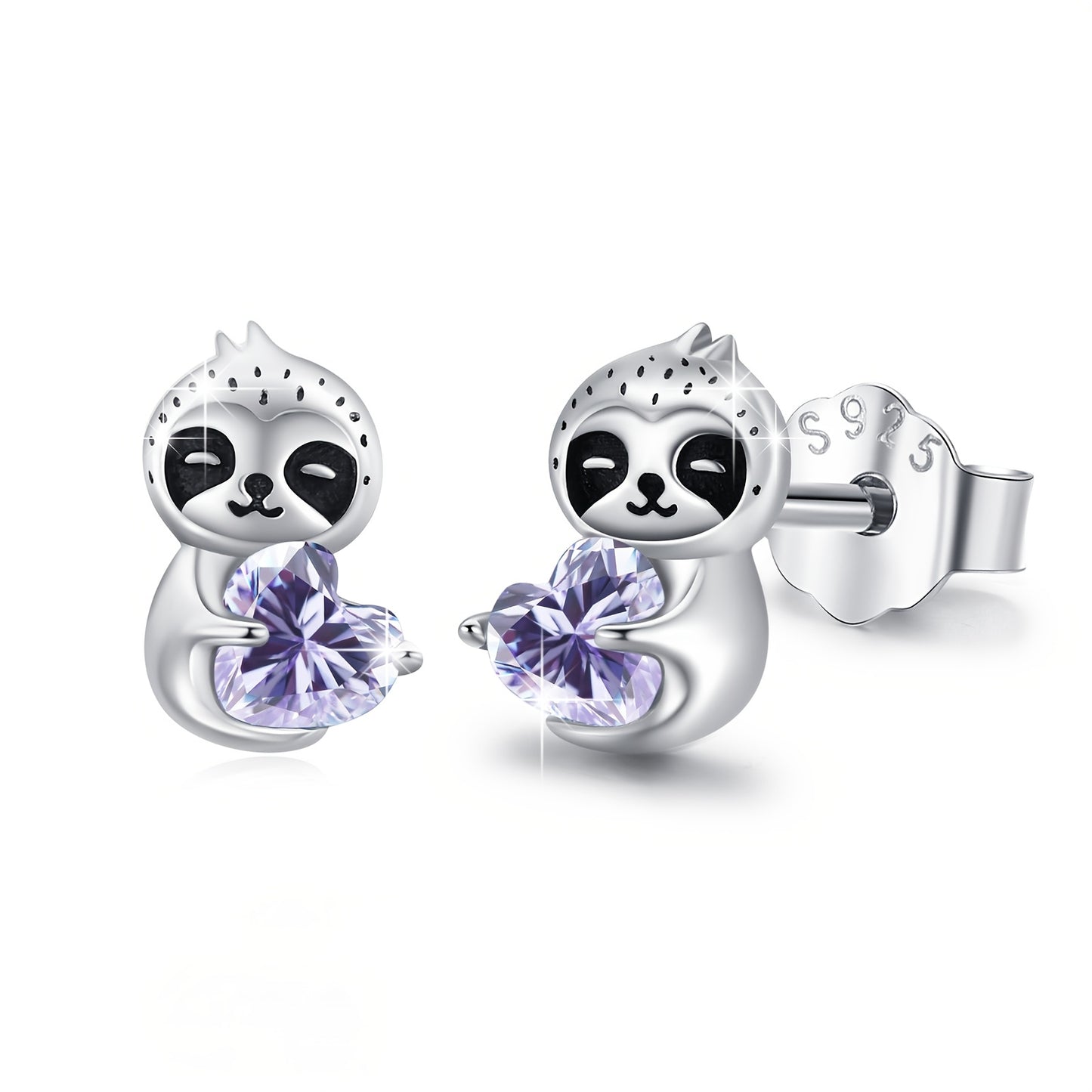 Sterling Silver Sloth Stud Earrings