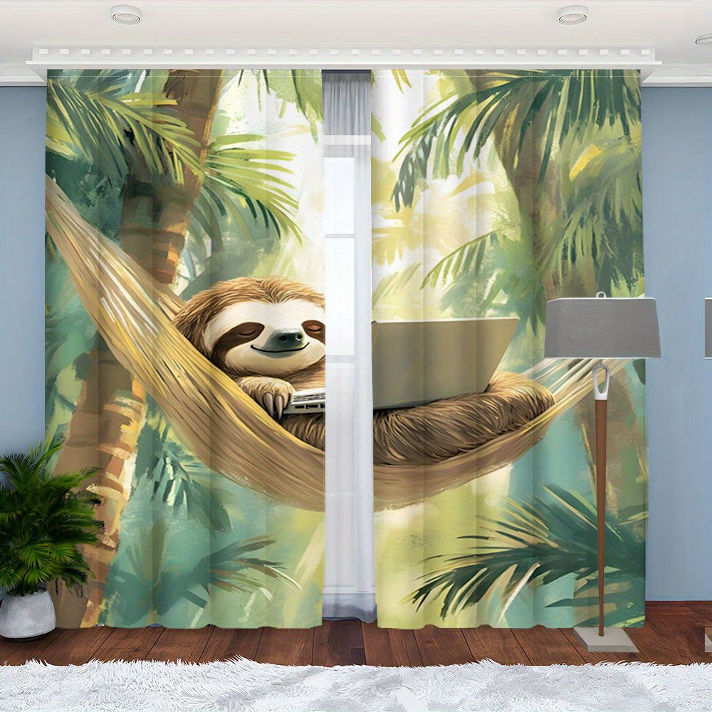 Sloth In Hammock Curtains