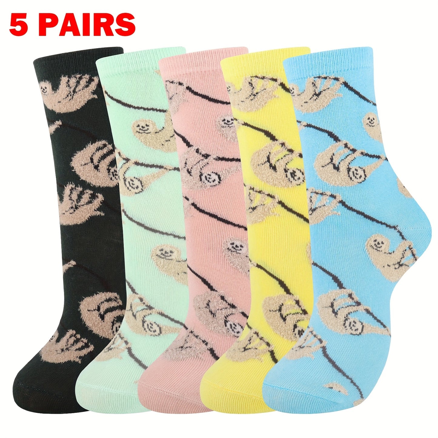 5 Pairs Sloth Socks