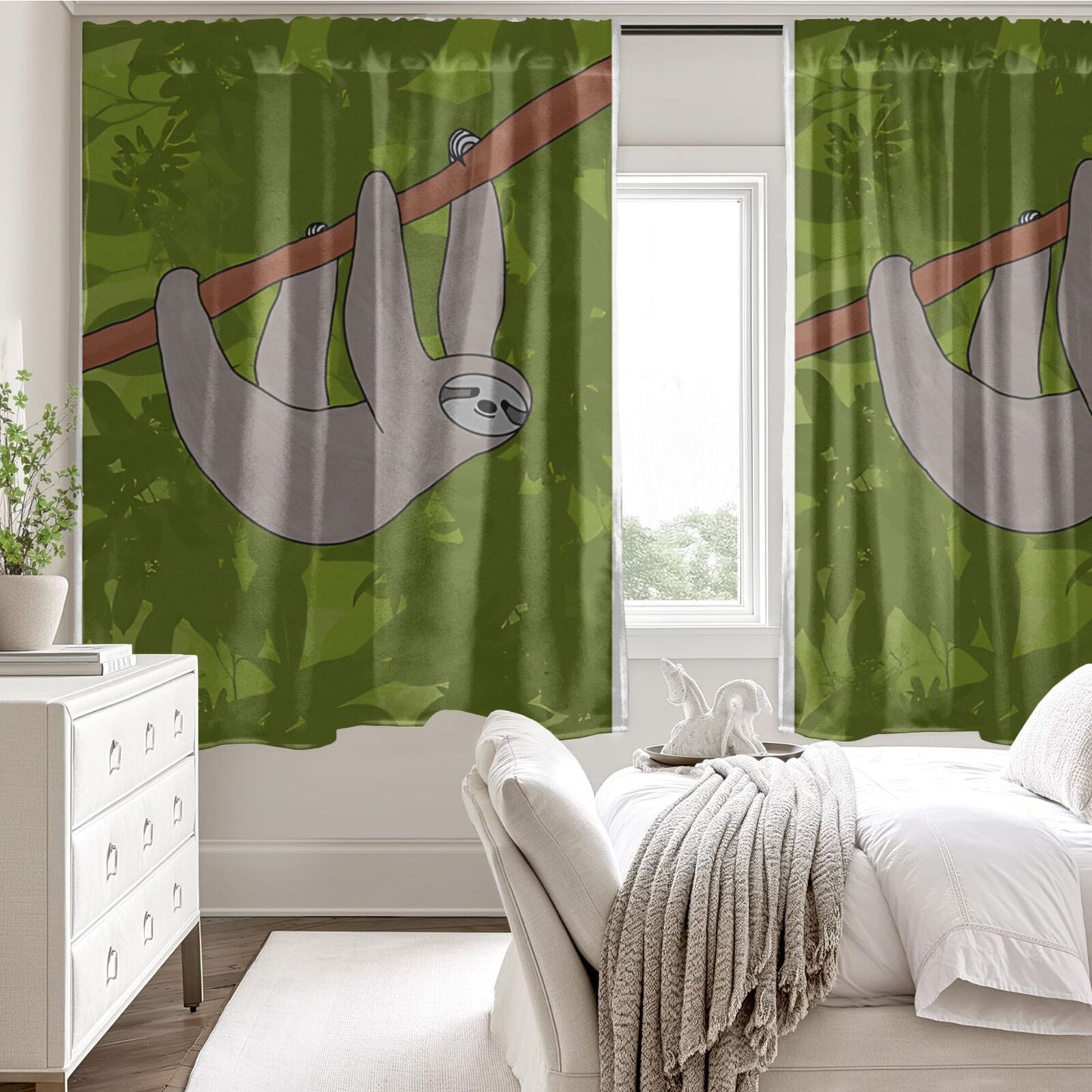 Sloth Hanging On Branch Blackout Curtains