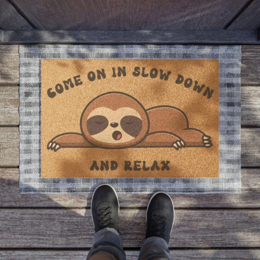 Come On Slow Down and Relax Sloth Rug