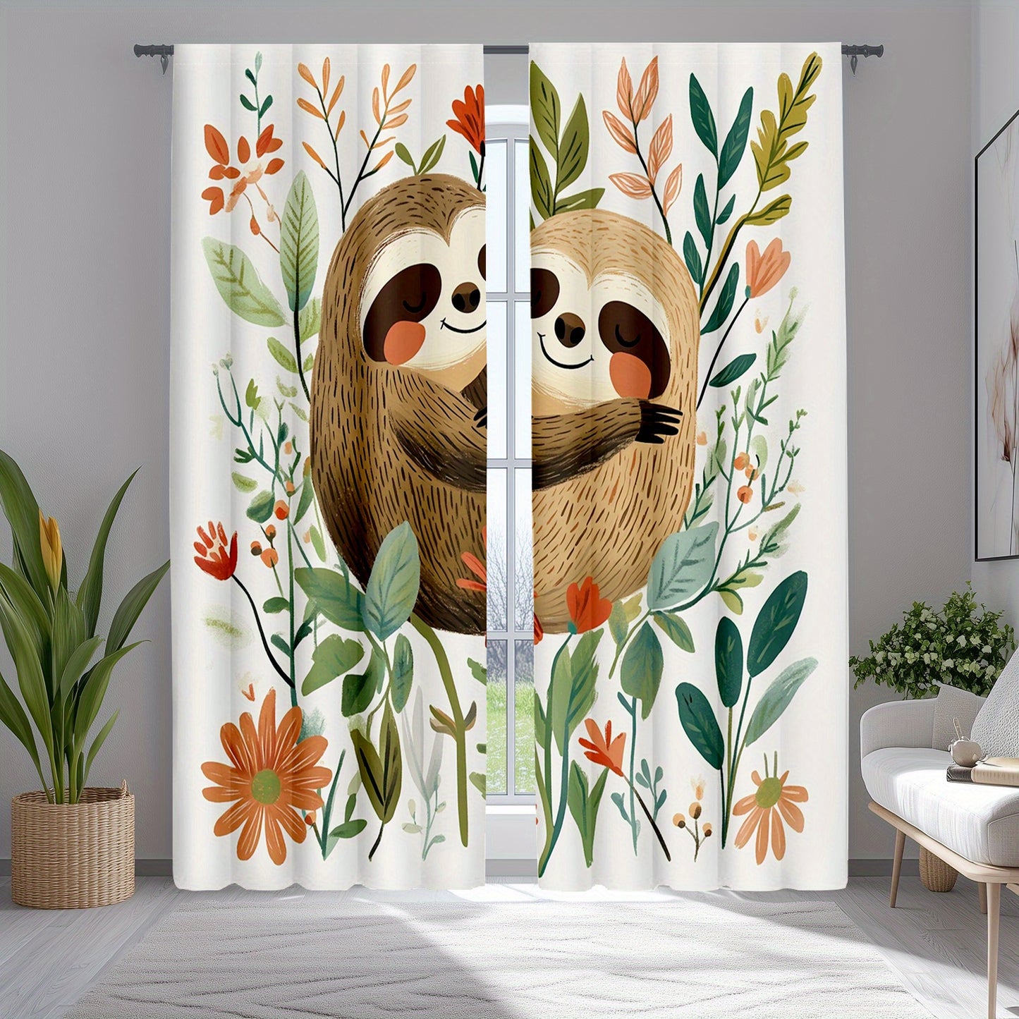 Sloth Print Curtains