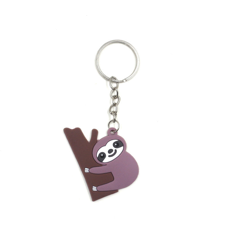 4 Piece PVC Sloth Keychain Set
