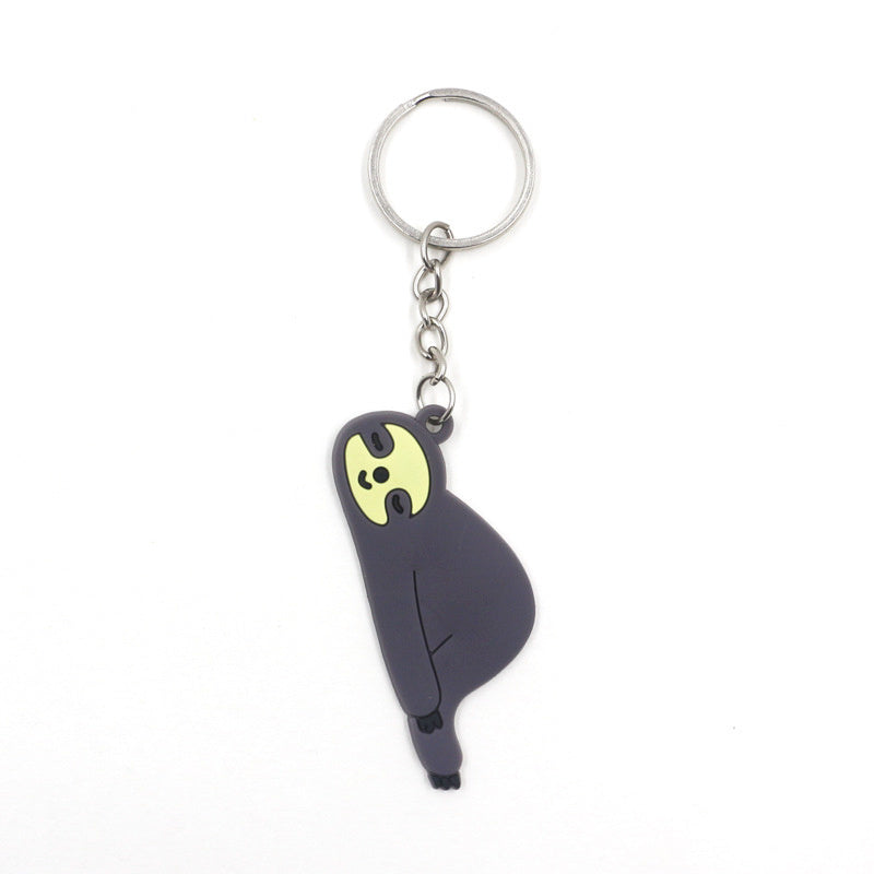 4 Piece PVC Sloth Keychain Set