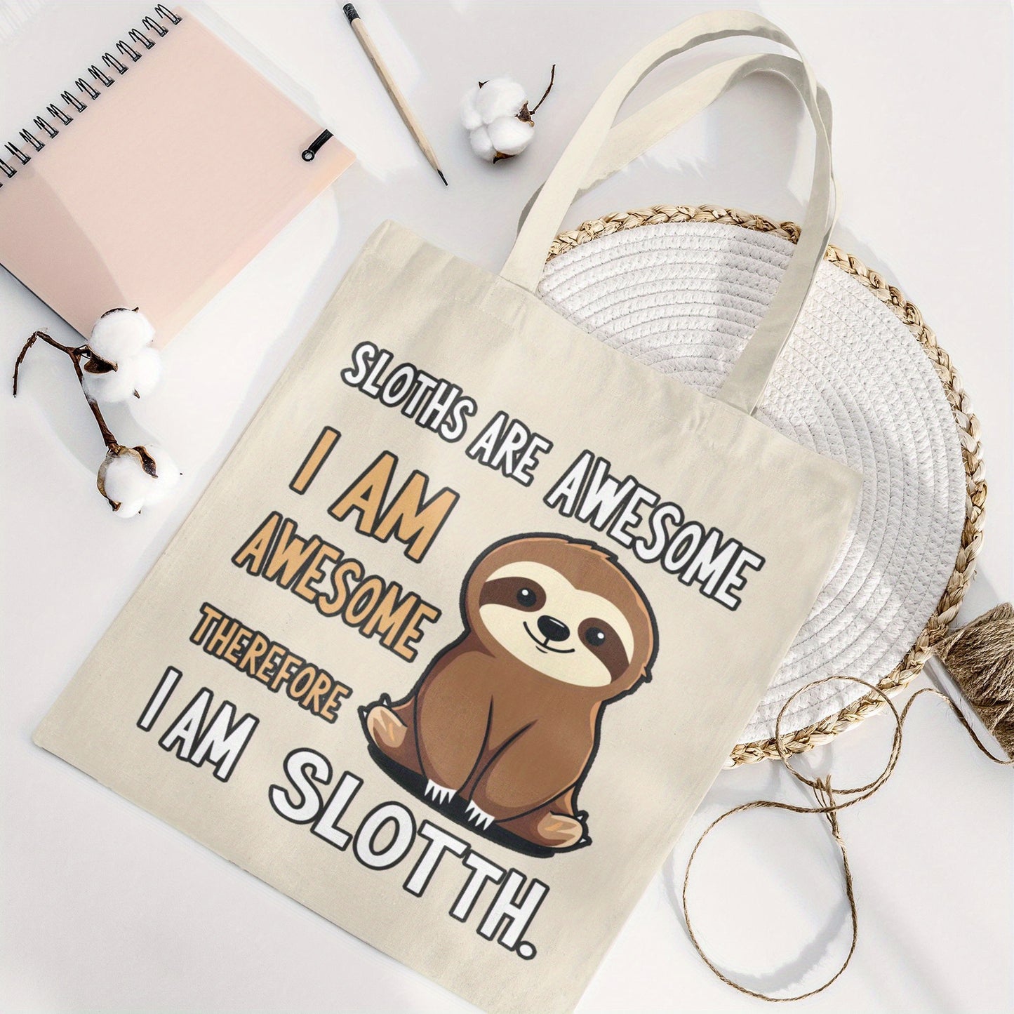 I Am Awesome Sloth Canvas Tote Bag