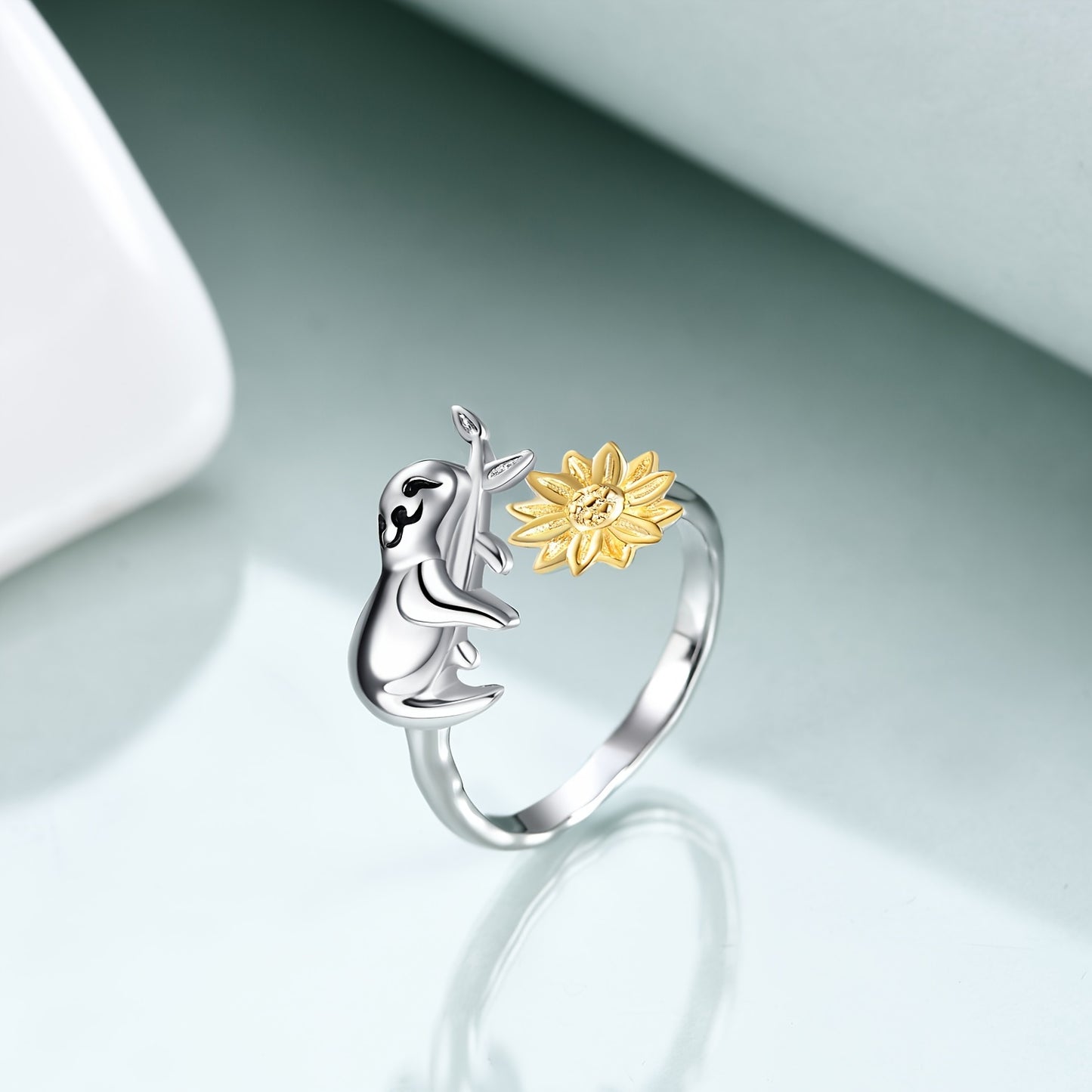 Sloth & Flower Sterling Silver Ring
