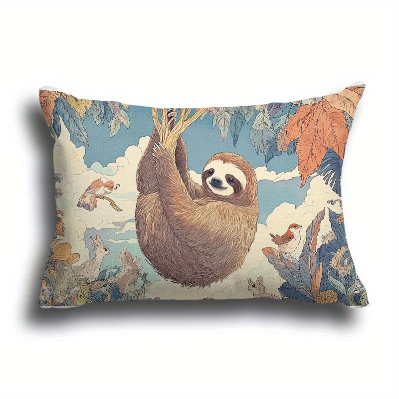 Sloth Jungle Scene Cushion Cover