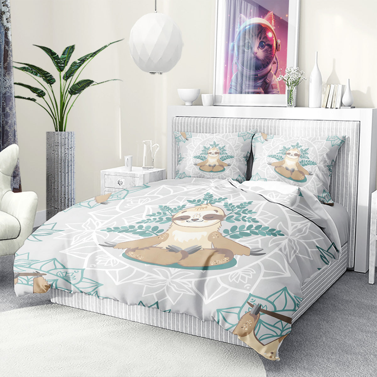 Yoga Sloth Mandala Duvet Cover Set