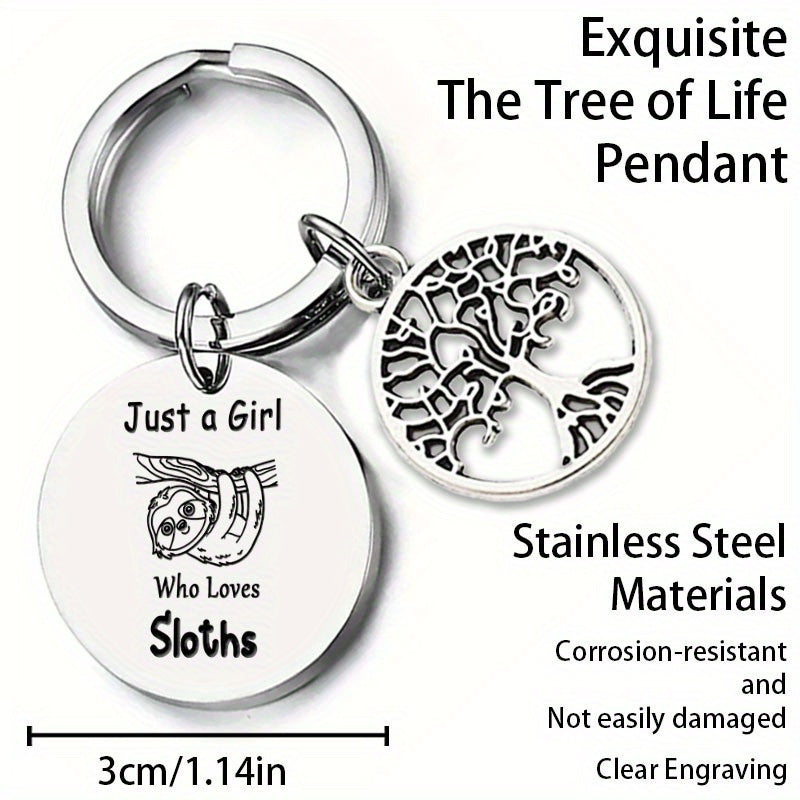 Sloth & Tree of Life Keychain