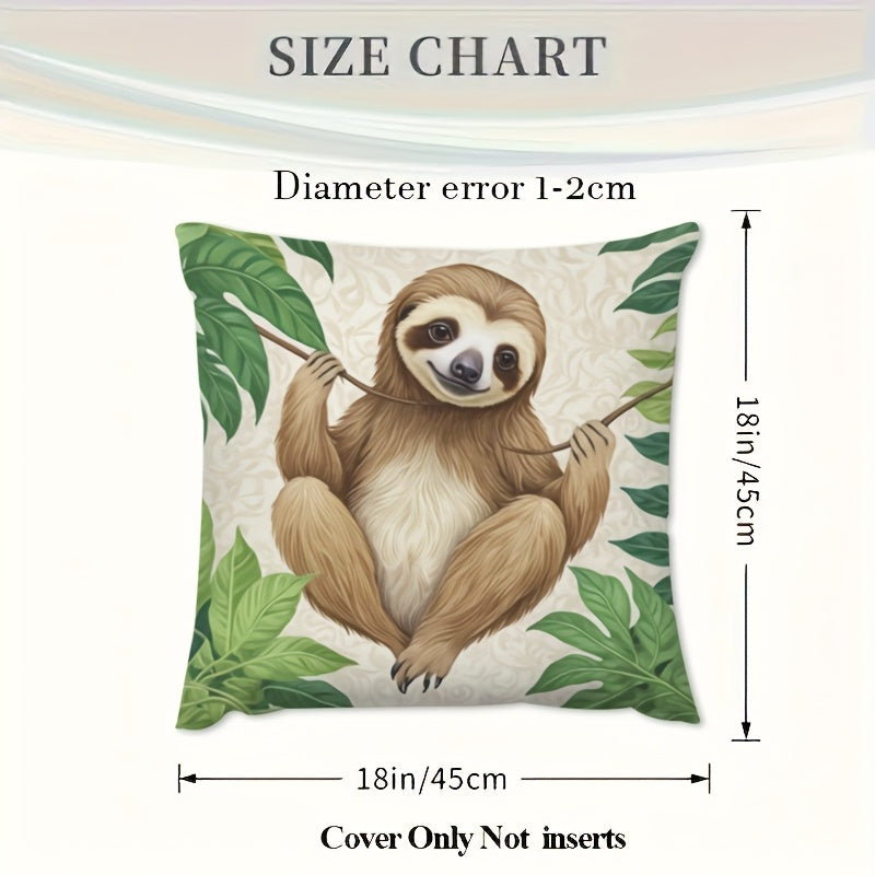 Sloth Print Pillow Cover
