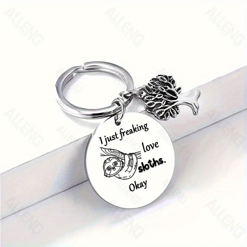 Sloth Keychain with Tree of Life Pendant