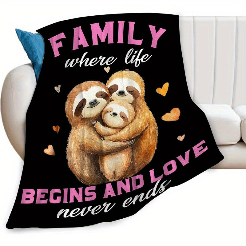Family Where Life Begins And Love Never Ends Sloth Family Blanket