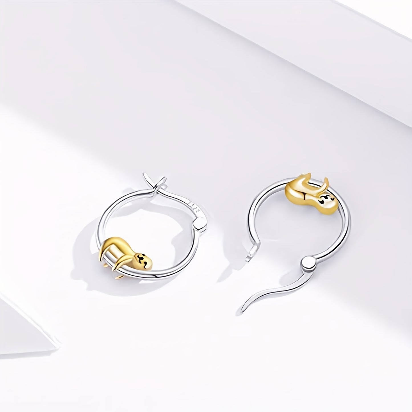 Sterling Silver Sloth Hoop Earrings