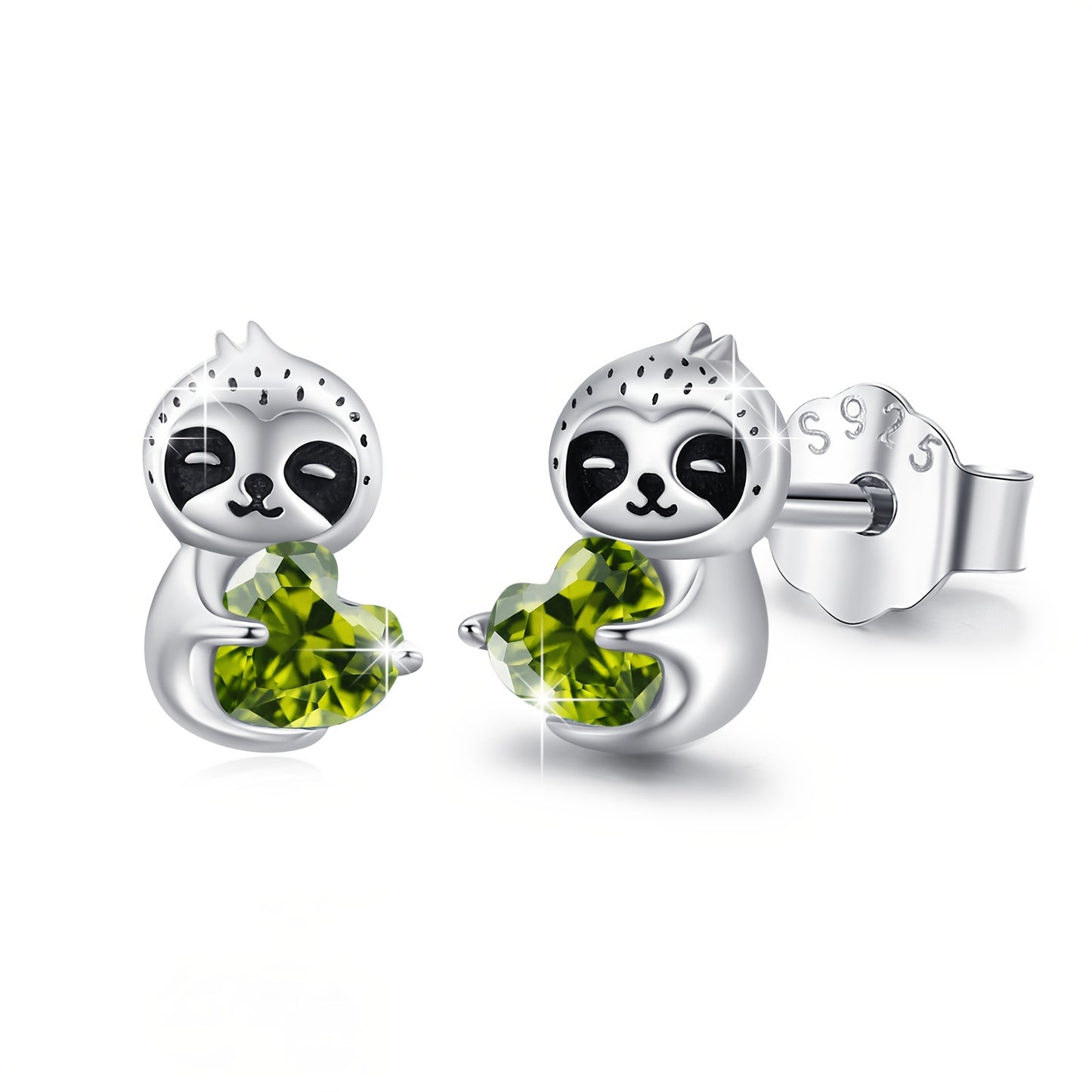 Sterling Silver Sloth Stud Earrings