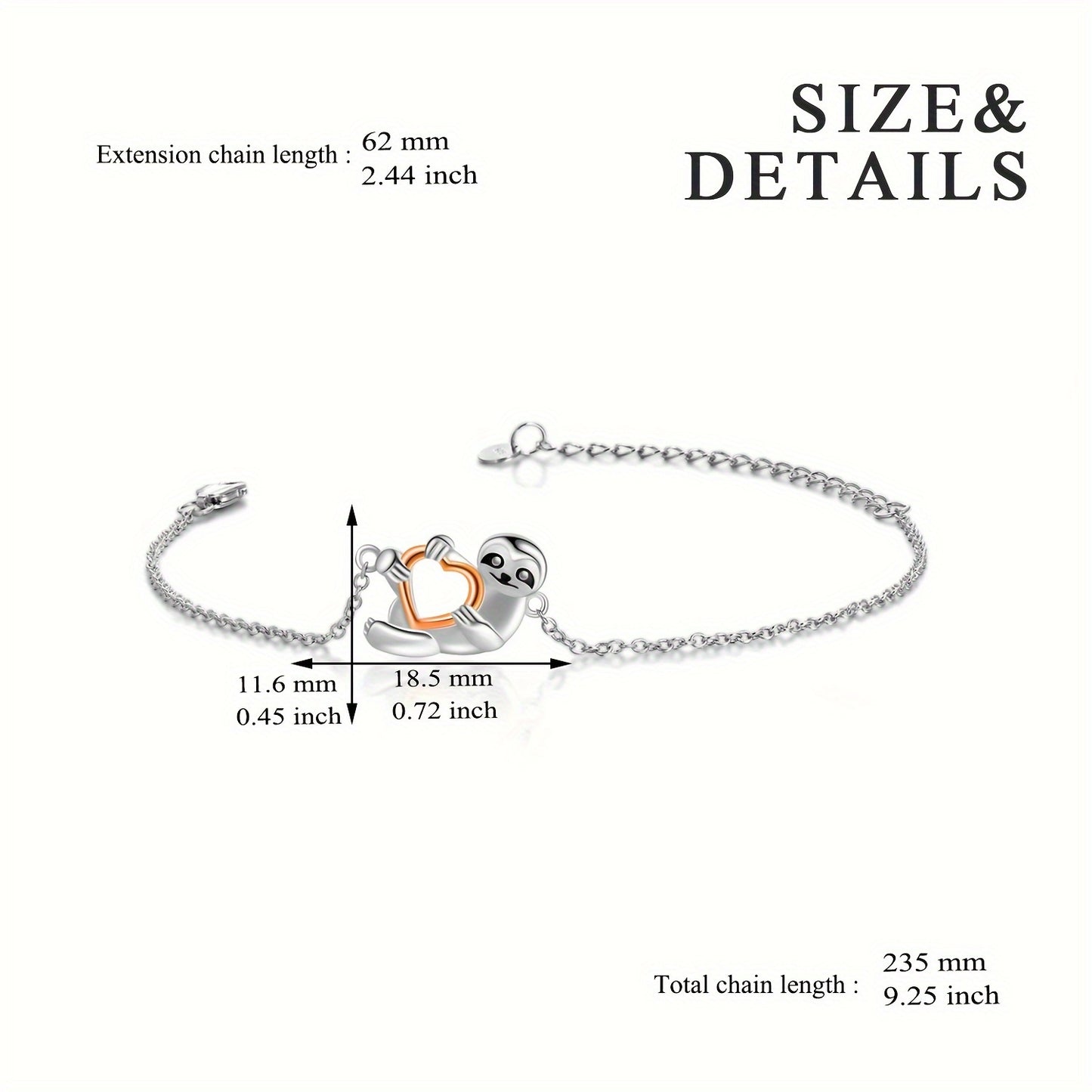 Sloth Holding Heart Bracelet