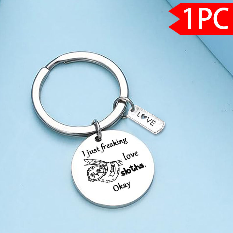 I Just Freaking Love Sloths Keyring