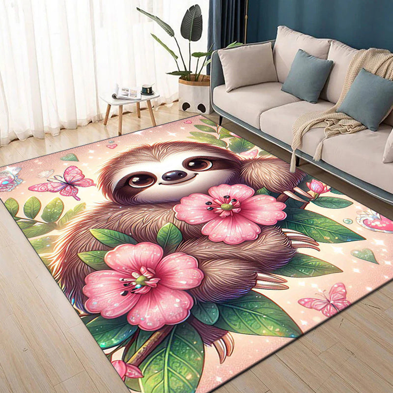 Floral & Butterfly Sloth Rug