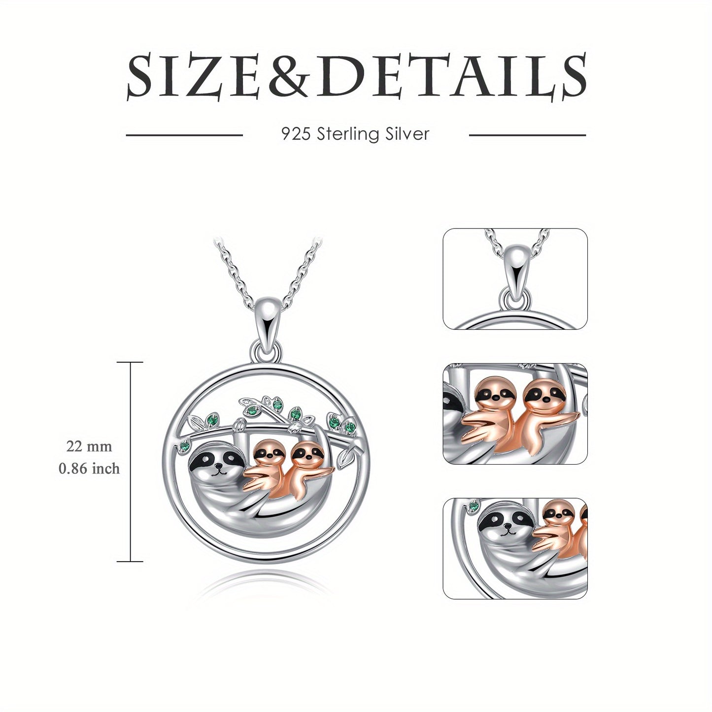 Sloth & Babies Sterling Silver Necklace