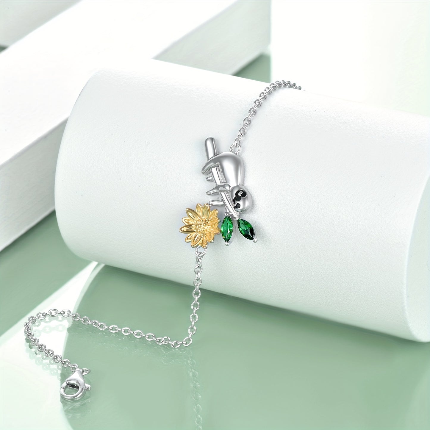 Sloth Sunflower Bracelet Sterling Silver