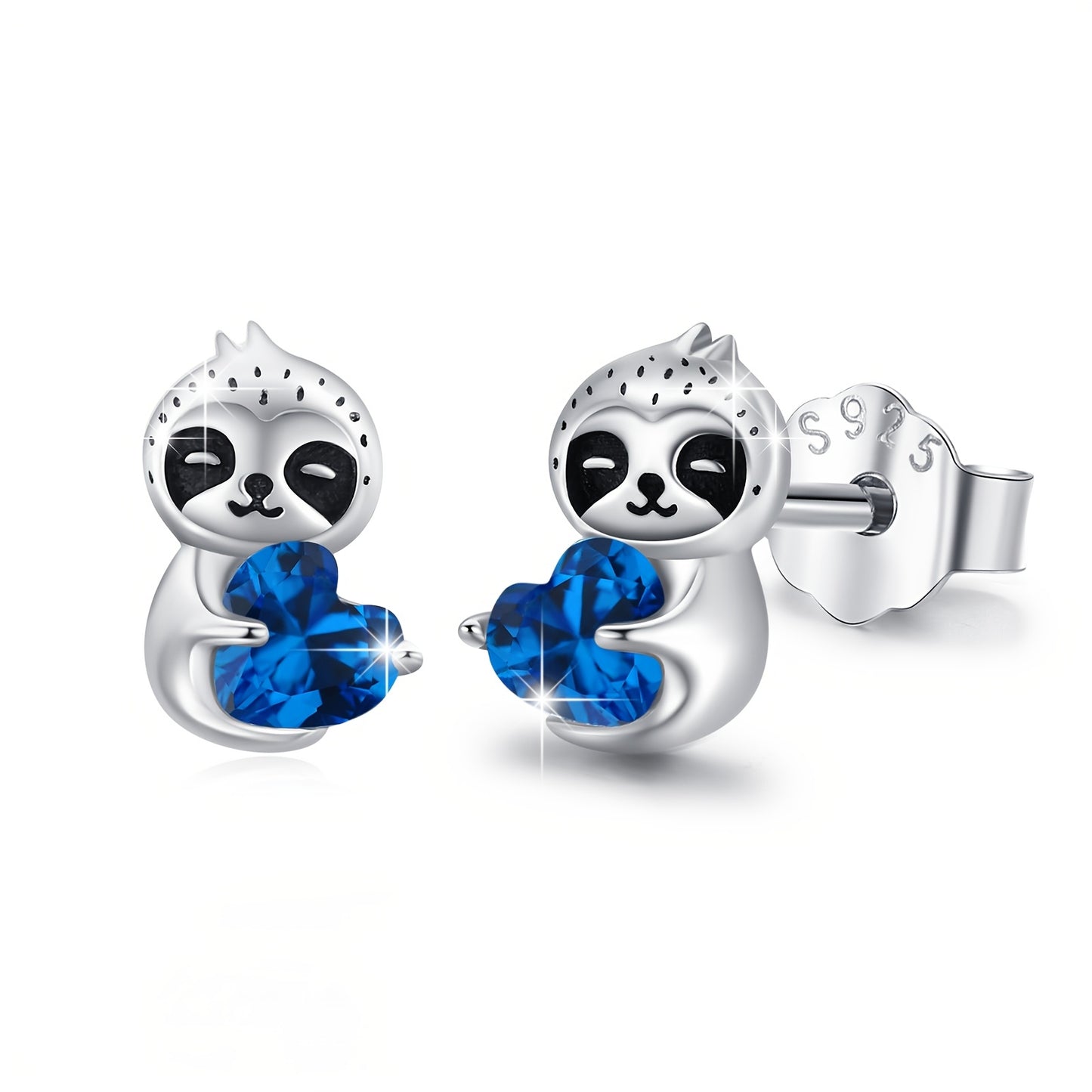 Sterling Silver Sloth Stud Earrings