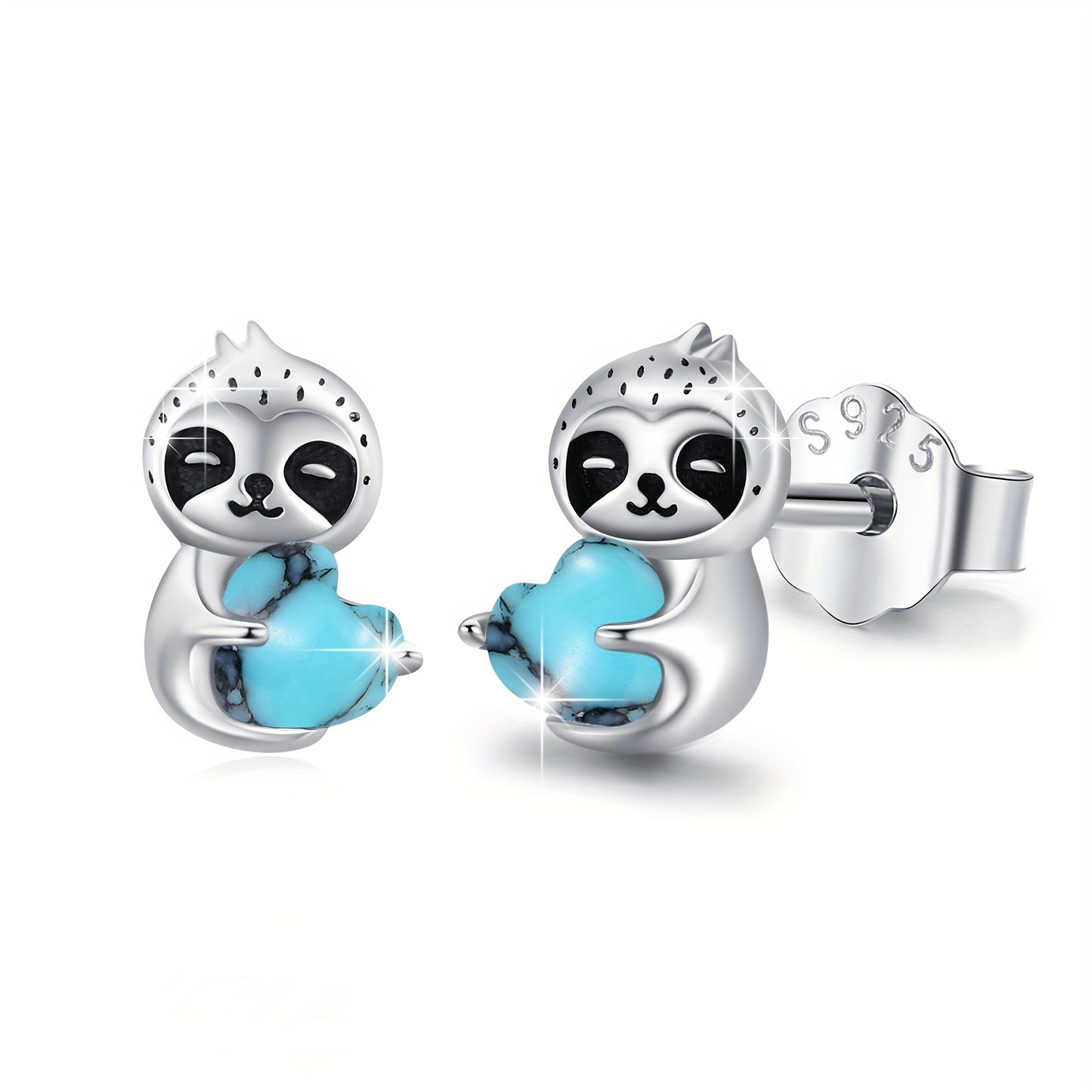 Sterling Silver Sloth Stud Earrings