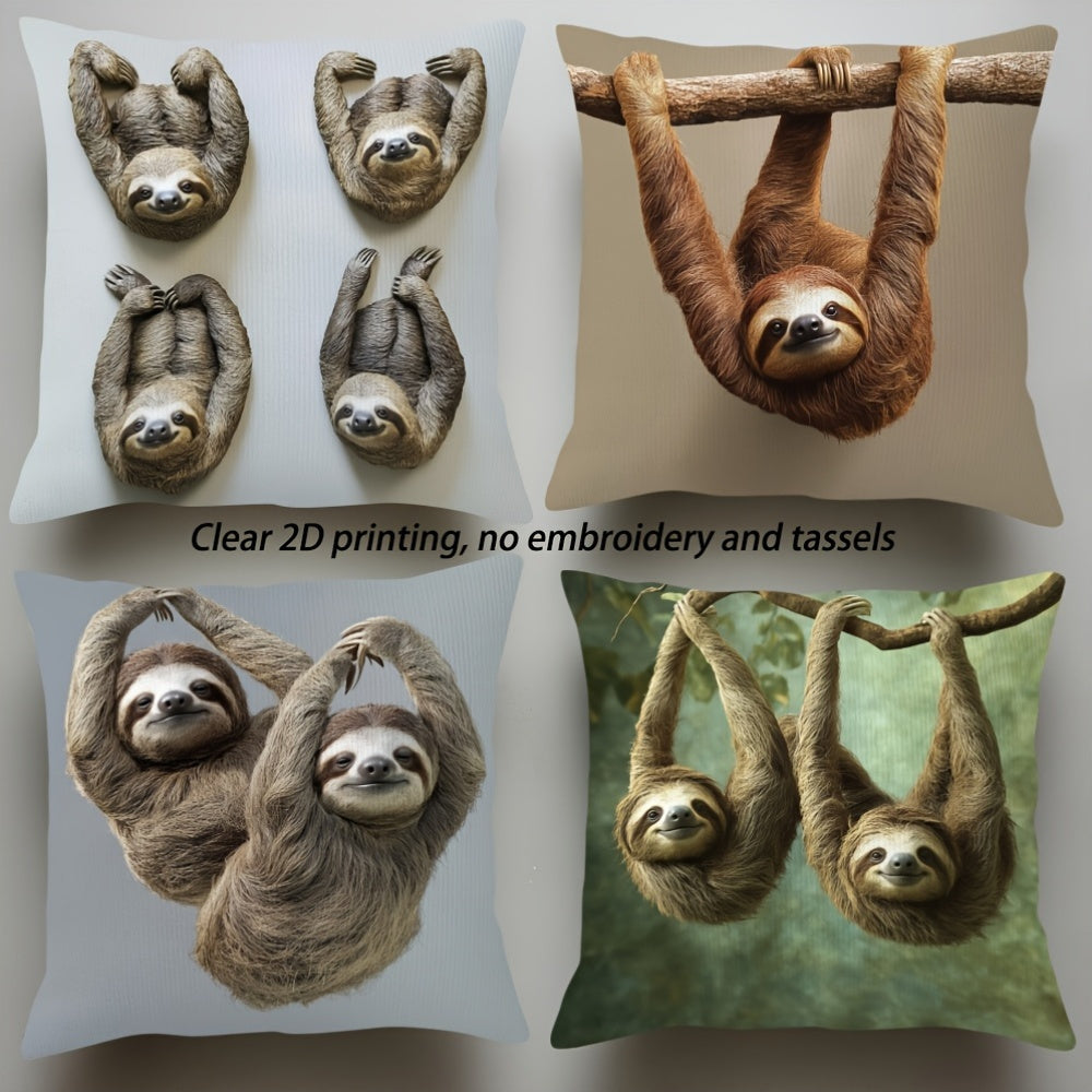 4 Piece Lazy Sloths Cushion Covers