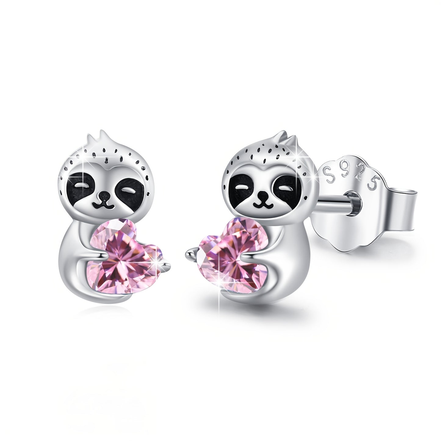 Sterling Silver Sloth Stud Earrings