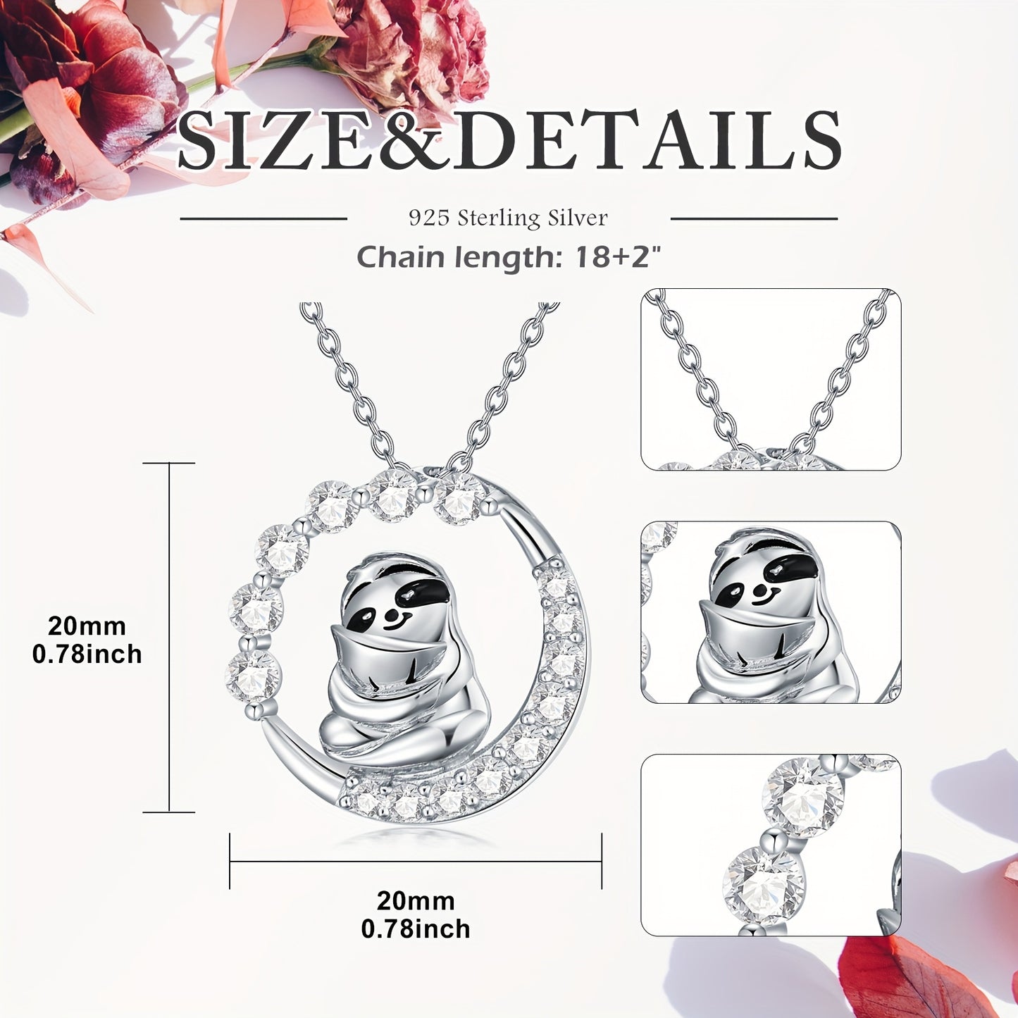 Sterling Silver Stunning Sloth Necklace